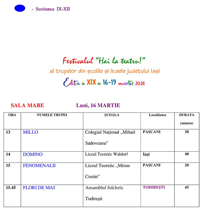 Festivalul „Hai la teatru!”, ediția a XIX-a